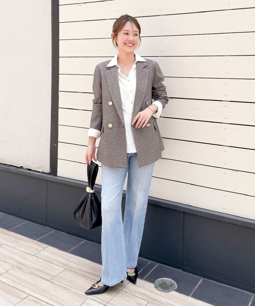NOLLEY’S(ノーリーズ)の「《セットアップ対応》ウォッシャブルシャークWジャケット(テーラードジャケット・レディース・ネイビー/グレイッシュベージュ/ブラウン・34/36/38)」の12枚目の写真