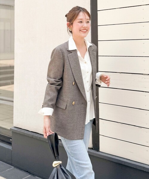 NOLLEY’S(ノーリーズ)の「《セットアップ対応》ウォッシャブルシャークWジャケット(テーラードジャケット・レディース・ネイビー/グレイッシュベージュ/ブラウン・34/36/38)」の15枚目の写真