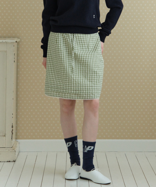 TTUDEMENT（トュードメント）の「GINGHAM CHECK MIDI SKIRT_OLIVE（スカート・レディース・その他・SMALL/MEDIUM）」の2枚目の写真