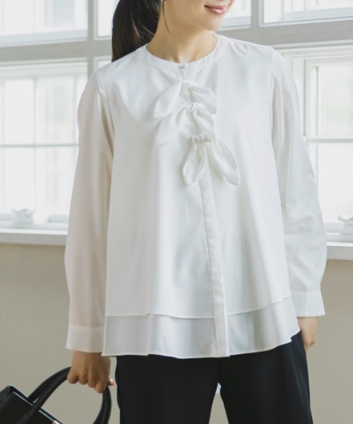Sono(ソーノ)の「【SONO/ソーノ】【SONO NAVY/ソーノネイビー】プティラパンブラウス(シャツ/ブラウス・レディース・ホワイト/ネイビー・F)」の2枚目の写真
