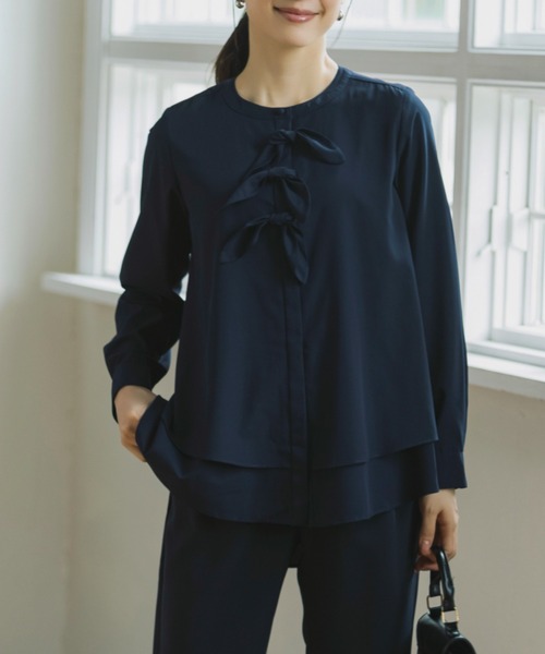 Sono(ソーノ)の「【SONO/ソーノ】【SONO NAVY/ソーノネイビー】プティラパンブラウス(シャツ/ブラウス・レディース・ホワイト/ネイビー・F)」の3枚目の写真