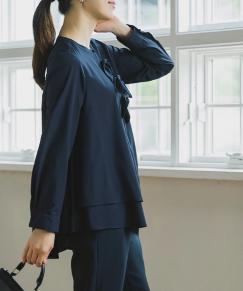 Sono(ソーノ)の「【SONO/ソーノ】【SONO NAVY/ソーノネイビー】プティラパンブラウス(シャツ/ブラウス・レディース・ホワイト/ネイビー・F)」の4枚目の写真