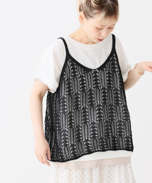 HEART MARKET(ハートマーケット)の「透かし編みニットキャミベスト(ベスト・レディース・ブラウン/モカ/ブラック/ベージュ・FREE)」の6枚目の写真