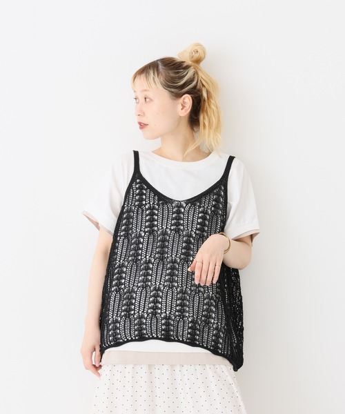 HEART MARKET(ハートマーケット)の「透かし編みニットキャミベスト(ベスト・レディース・ブラウン/モカ/ブラック/ベージュ・FREE)」の7枚目の写真
