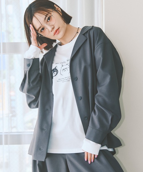 COLORME(カラーミー)の「【野崎智子着用】“No Cats No Life.” イラストロンT(ユニセックス)(Tシャツ/カットソー・レディース・ブラウン/ホワイト・FREE)」の5枚目の写真