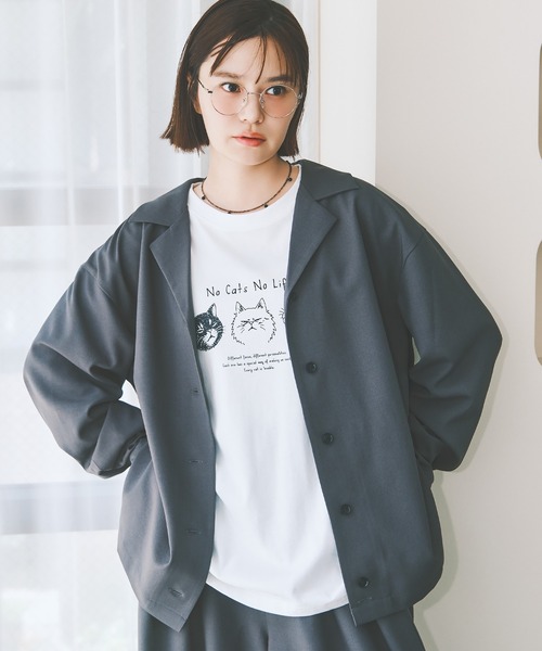 COLORME(カラーミー)の「【野崎智子着用】“No Cats No Life.” イラストロンT(ユニセックス)(Tシャツ/カットソー・レディース・ブラウン/ホワイト・FREE)」の6枚目の写真