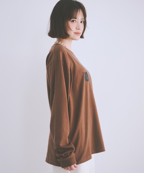 COLORME(カラーミー)の「【野崎智子着用】“No Cats No Life.” イラストロンT(ユニセックス)(Tシャツ/カットソー・レディース・ブラウン/ホワイト・FREE)」の15枚目の写真