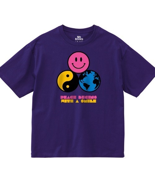 NOBOUND(ノーバウンド)の「NOBOUND(ノーバウンド) 半袖Tシャツ イラスト プリント ボックスシルエット トップス カットソー レディース ユニセックス ストリート(Tシャツ/カットソー・レディース・ホワイト/パープル/グレイッシュベージュ・S)」の1枚目の写真