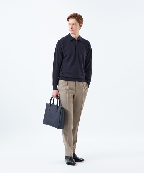 MACKINTOSH PHILOSOPHY(マッキントッシュ フィロソフィー)の「【WEB&一部店舗限定】テーラードジャージーワンタックテーパードパンツ REDA へリンボンストレッチ(その他パンツ・メンズ・ダークネイビー/ベージュ系その他7・38/40)」の9枚目の写真