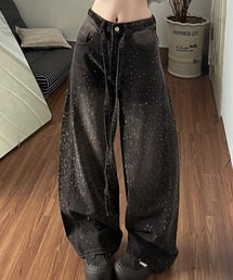 キラキララインストーンデニムワイドパンツ