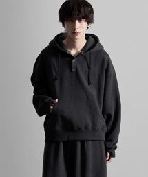 【RUUBON】brushed lining henley neck hoodie / 裏起毛ヘンリーネックパーカー