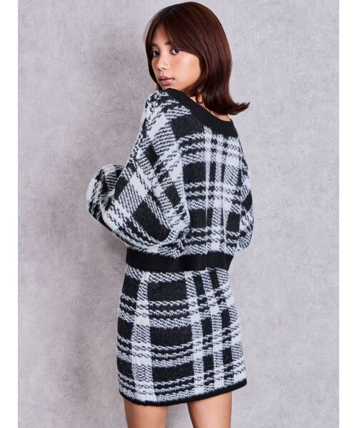 GYDA（ジェイダ）の「ラメCHECK PATTERNニットスカートライクショートパンツ（スカート・レディース・アイボリー/ブラック・FREE）」の17枚目の写真