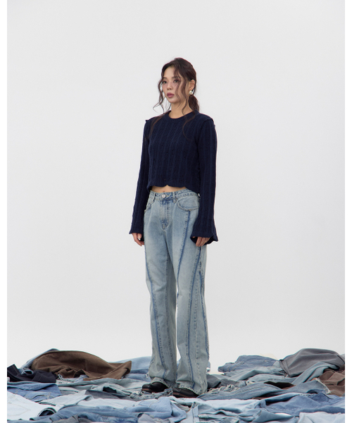 NO EXTRA TOUCH(ノー・エクストラ・タッチ)の「Boho ダメージニット (ネイビー) / 25FWKP001NA(ニット/セーター・レディース・その他・SMALL/MEDIUM)」の2枚目の写真