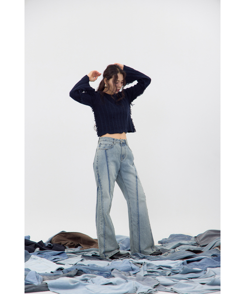 NO EXTRA TOUCH(ノー・エクストラ・タッチ)の「Boho ダメージニット (ネイビー) / 25FWKP001NA(ニット/セーター・レディース・その他・SMALL/MEDIUM)」の4枚目の写真