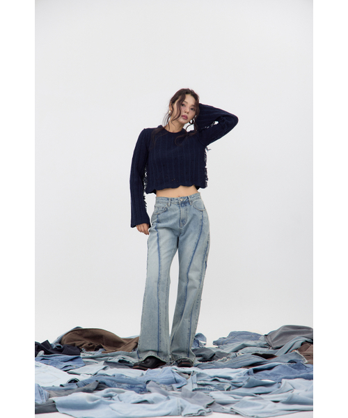 NO EXTRA TOUCH(ノー・エクストラ・タッチ)の「Boho ダメージニット (ネイビー) / 25FWKP001NA(ニット/セーター・レディース・その他・SMALL/MEDIUM)」の5枚目の写真