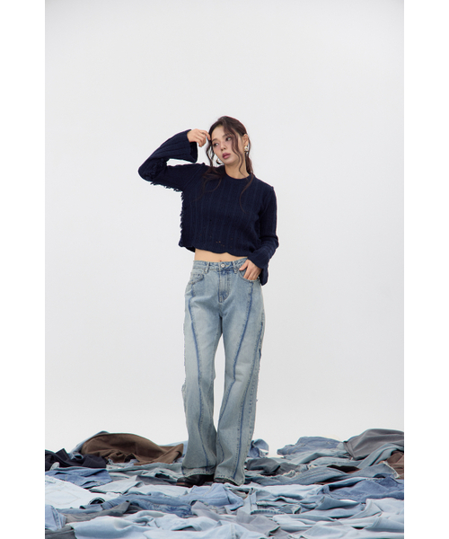 NO EXTRA TOUCH(ノー・エクストラ・タッチ)の「Boho ダメージニット (ネイビー) / 25FWKP001NA(ニット/セーター・レディース・その他・SMALL/MEDIUM)」の7枚目の写真