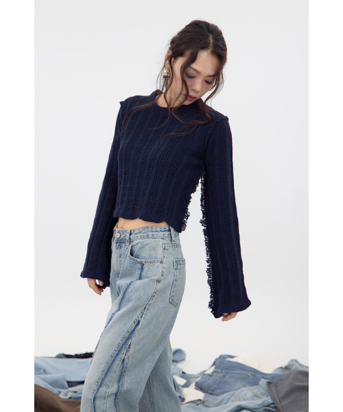 NO EXTRA TOUCH(ノー・エクストラ・タッチ)の「Boho ダメージニット (ネイビー) / 25FWKP001NA(ニット/セーター・レディース・その他・SMALL/MEDIUM)」の9枚目の写真
