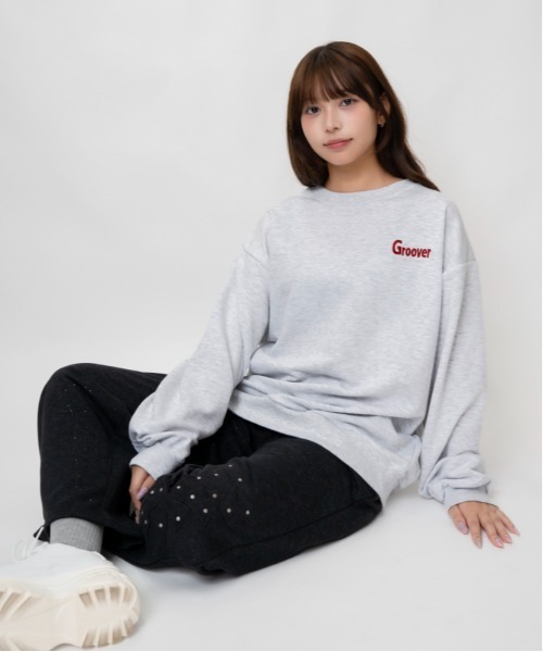 GORGE(ゴージ)の「ユニークおじさん サガラ刺繍裏毛トレーナー|全4色(スウェット・レディース・チャコール/オートミール/グリーン/ブラック・F)」の16枚目の写真