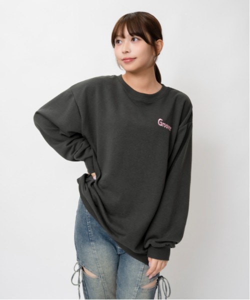 GORGE(ゴージ)の「ユニークおじさん サガラ刺繍裏毛トレーナー|全4色(スウェット・レディース・チャコール/オートミール/グリーン/ブラック・F)」の21枚目の写真