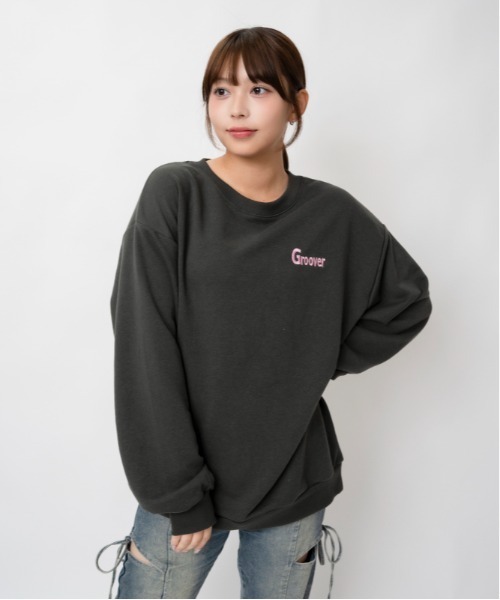 GORGE(ゴージ)の「ユニークおじさん サガラ刺繍裏毛トレーナー|全4色(スウェット・レディース・チャコール/オートミール/グリーン/ブラック・F)」の22枚目の写真