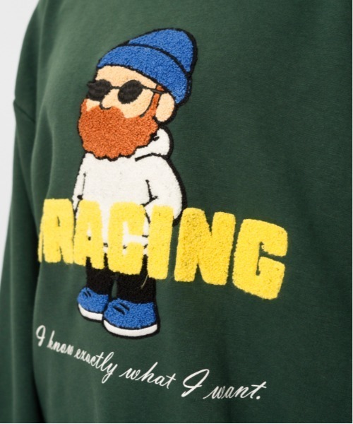 GORGE(ゴージ)の「ユニークおじさん サガラ刺繍裏毛トレーナー|全4色(スウェット・レディース・チャコール/オートミール/グリーン/ブラック・F)」の9枚目の写真