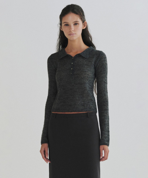 ANDNEEDS(アンドニーズ)の「Pamper sheer collar knit (charcoal)(ニット/セーター・レディース・その他・FREE)」の1枚目の写真