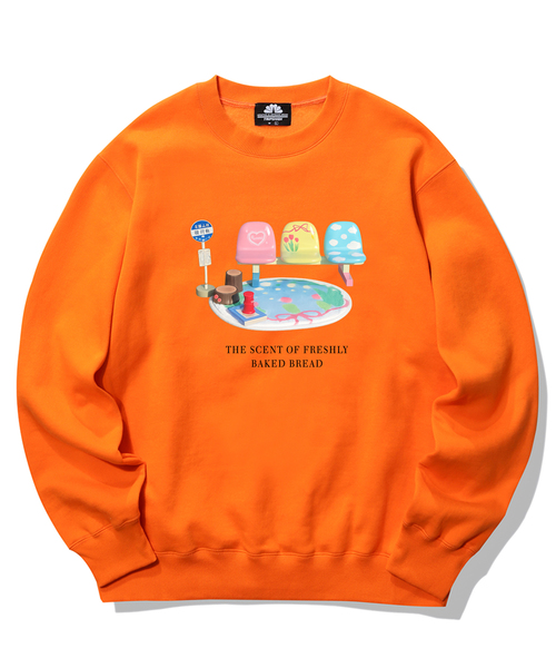 TRIPSHION(トリップション)の「Colorful Bench Graphic クルーネック - 9 カラー(スウェット・レディース・ホワイト/ブラック/ベージュ/ブラウン/グレー/オレンジ/ブルー/グリーン/アイボリー・MEDIUM/LARGE/X-LARGE)」の9枚目の写真