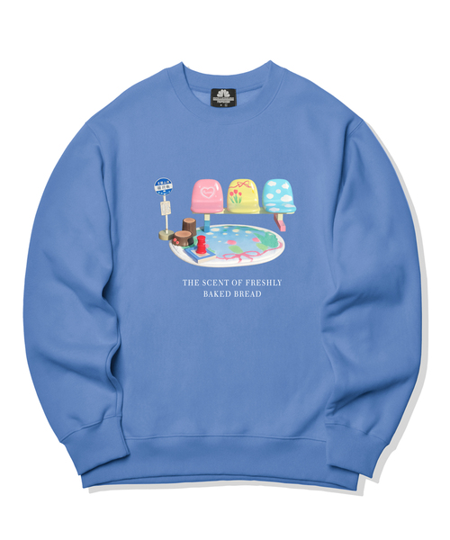 TRIPSHION(トリップション)の「Colorful Bench Graphic クルーネック - 9 カラー(スウェット・レディース・ホワイト/ブラック/ベージュ/ブラウン/グレー/オレンジ/ブルー/グリーン/アイボリー・MEDIUM/LARGE/X-LARGE)」の8枚目の写真