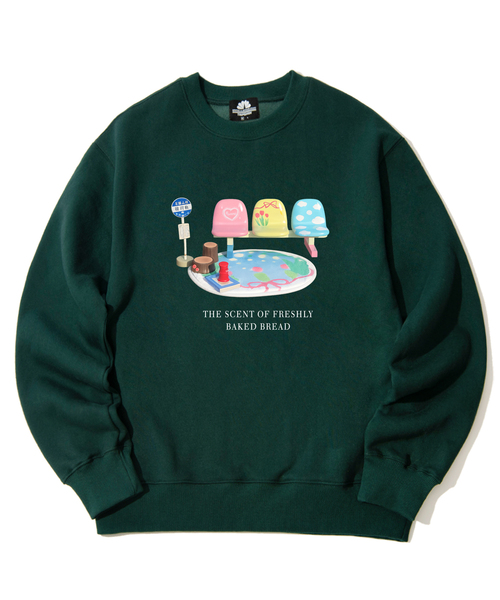 TRIPSHION(トリップション)の「Colorful Bench Graphic クルーネック - 9 カラー(スウェット・レディース・ホワイト/ブラック/ベージュ/ブラウン/グレー/オレンジ/ブルー/グリーン/アイボリー・MEDIUM/LARGE/X-LARGE)」の7枚目の写真