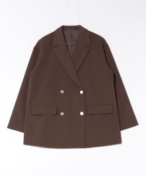 fort point（フォーポイント）の「【C-FORT POINT/フォートポイント】【フロントの金ボタンが上品なアクセント】ダブルテーラードジャケット ルーズシルエット こなれ感  クラシカル オンオフ（テーラードジャケット・レディース・グレー/ブラウン/ブラック/ベージュ/ダークブラウン・FREE）」の4枚目の写真