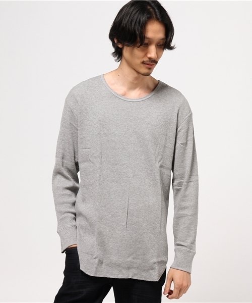 NOT RIGID(ノットリジット)の「【BS】ワッフルロング丈長袖カットソー(Tシャツ/カットソー・メンズ・ブラック/ライトピンク/ネイビー/ホワイト/杢グレー/アイボリー・MEDIUM/LARGE)」の4枚目の写真