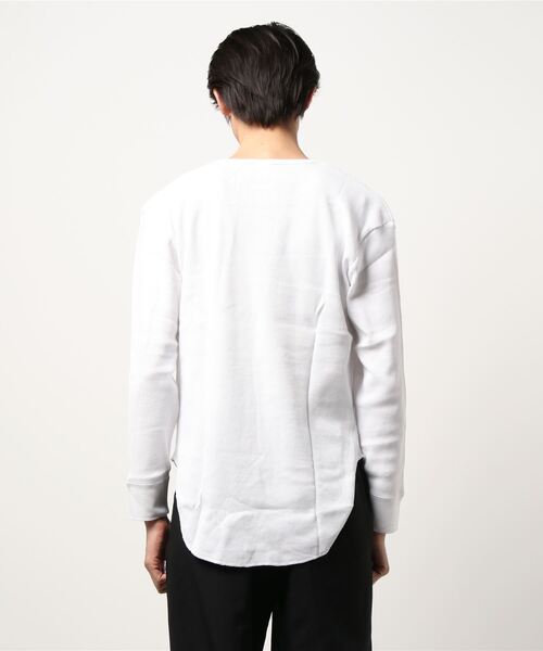 NOT RIGID(ノットリジット)の「【BS】ワッフルロング丈長袖カットソー(Tシャツ/カットソー・メンズ・ブラック/ライトピンク/ネイビー/ホワイト/杢グレー/アイボリー・MEDIUM/LARGE)」の9枚目の写真