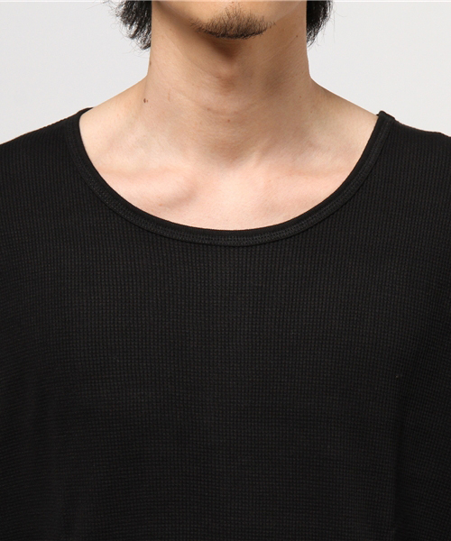 NOT RIGID(ノットリジット)の「【BS】ワッフルロング丈長袖カットソー(Tシャツ/カットソー・メンズ・ブラック/ライトピンク/ネイビー/ホワイト/杢グレー/アイボリー・MEDIUM/LARGE)」の10枚目の写真