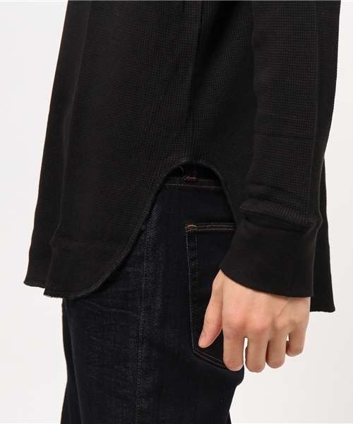 NOT RIGID(ノットリジット)の「【BS】ワッフルロング丈長袖カットソー(Tシャツ/カットソー・メンズ・ブラック/ライトピンク/ネイビー/ホワイト/杢グレー/アイボリー・MEDIUM/LARGE)」の11枚目の写真