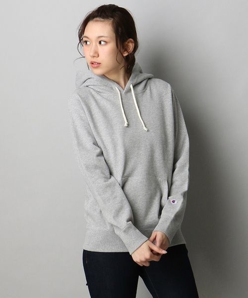 Champion（チャンピオン）の「【Champion】無地スウェットパーカー（パーカー・レディース・ライトピンク/ブラウン/ネイビー/ブラック/グレー/キナリ・LARGE/MEDIUM/SMALL）」の4枚目の写真