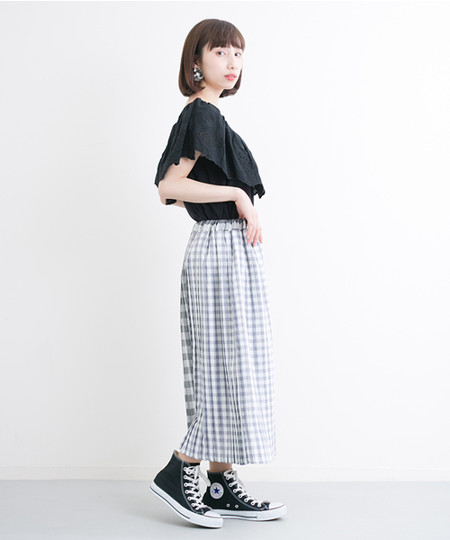 MERLOT（メルロー）の「ギンガムチェックプリーツスカート2249（スカート・レディース・ブラック/ネイビー/チェリーピンク・FREE）」の15枚目の写真