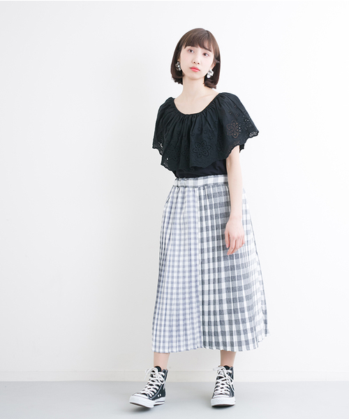 MERLOT（メルロー）の「ギンガムチェックプリーツスカート2249（スカート・レディース・ブラック/ネイビー/チェリーピンク・FREE）」の16枚目の写真