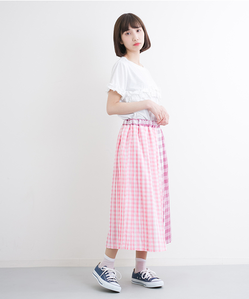 MERLOT（メルロー）の「ギンガムチェックプリーツスカート2249（スカート・レディース・ブラック/ネイビー/チェリーピンク・FREE）」の18枚目の写真