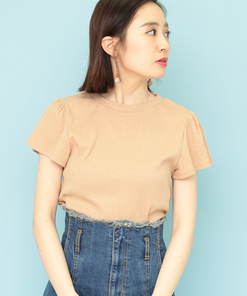 mystic（ミスティック）の「リブハイネックT（Tシャツ/カットソー・レディース・ベージュ/ネイビー/オフホワイト/グレー/ブラック・FREE）」の4枚目の写真