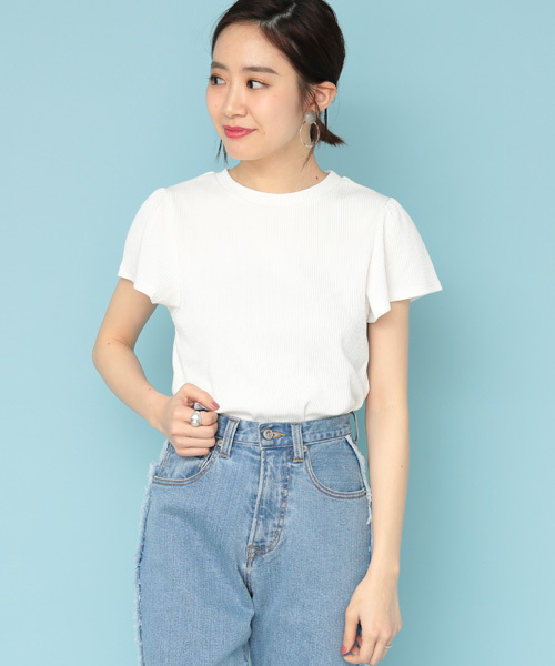 mystic（ミスティック）の「リブハイネックT（Tシャツ/カットソー・レディース・ベージュ/ネイビー/オフホワイト/グレー/ブラック・FREE）」の2枚目の写真