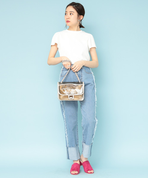 mystic（ミスティック）の「リブハイネックT（Tシャツ/カットソー・レディース・ベージュ/ネイビー/オフホワイト/グレー/ブラック・FREE）」の6枚目の写真