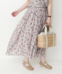 coen | ヴィンテージサテンフラワープリントマキシスカート(スカート)