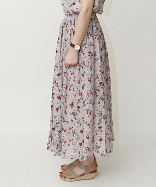 coen（コーエン）の「ヴィンテージサテンフラワープリントマキシスカート（スカート・レディース・グレー/ネイビー・FREE）」の3枚目の写真