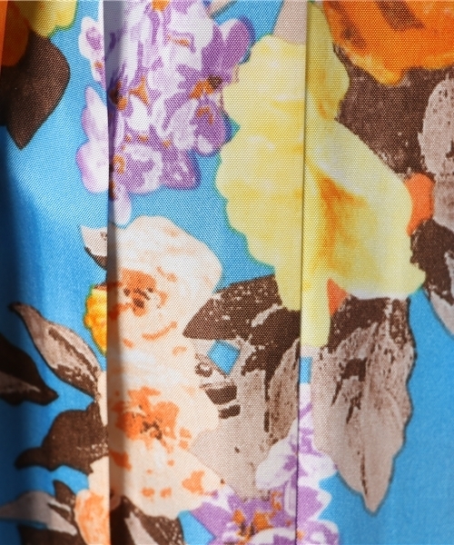 REAL CUBE（リアルキューブ）の「Praise 花柄サイドプリーツウエストゴムマキシスカート（スカート・レディース・ベージュ/ネイビー/ブルー・38）」の10枚目の写真