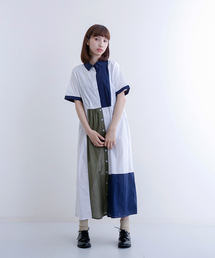 MERLOT | パッチワークシャツワンピース7014(シャツワンピース)