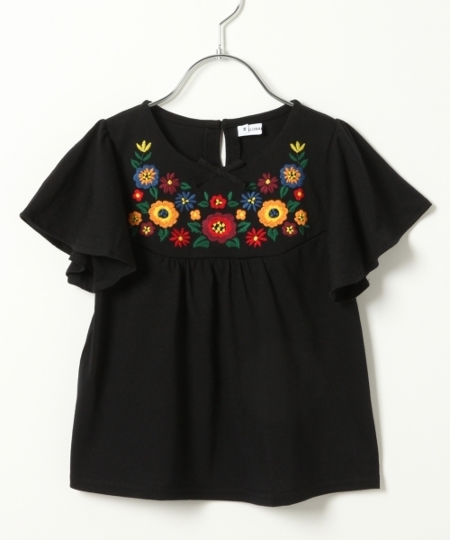 GLOBAL WORK（グローバルワーク）の「【キッズ】ハナシシュウソデフリルＴシャツ半袖/761689（Tシャツ/カットソー・キッズ・ブラック/ホワイト/その他1/ライトパープル・LARGE/SMALL/X-LARGE/XX-LARGE/MEDIUM）」の3枚目の写真