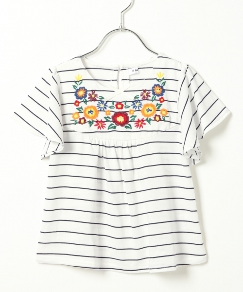 GLOBAL WORK（グローバルワーク）の「【キッズ】ハナシシュウソデフリルＴシャツ半袖/761689（Tシャツ/カットソー・キッズ・ブラック/ホワイト/その他1/ライトパープル・LARGE/SMALL/X-LARGE/XX-LARGE/MEDIUM）」の10枚目の写真