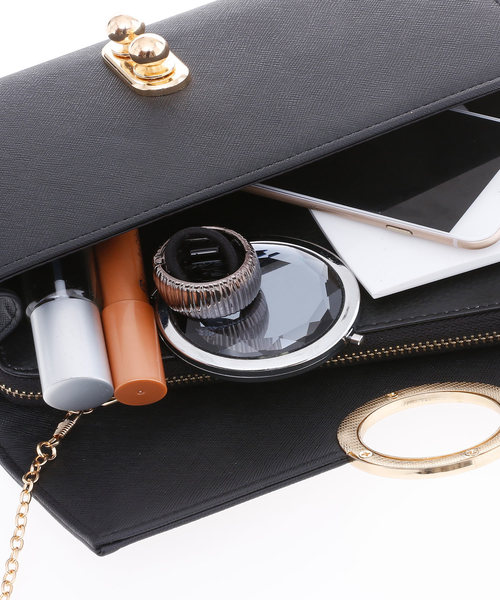 PourVous（プールヴー）の「リングクリップクラッチバッグ お呼ばれ 結婚式 オケージョン 同窓会（クラッチバッグ・レディース・ピンク/ブラック/ベージュ・FREE）」の9枚目の写真