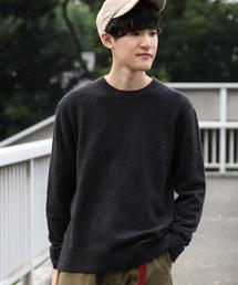 coen | ストレッチカラークルーネックニット(ブラック，ワイン⇒WEB限定カラー)(ニット/セーター)