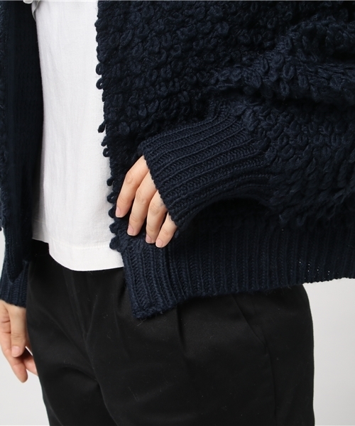 earth music&ecology（アースミュージックアンドエコロジー）の「・ループ編みショートニットカーディガン（カーディガン/ボレロ・レディース・ネイビー/アイボリー/ライトピンク/グレイッシュベージュ・FREE）」の9枚目の写真